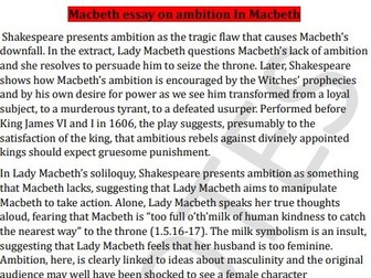 Grade 9 Essay AQA GCSE English Literature Macbeth essay on ambition