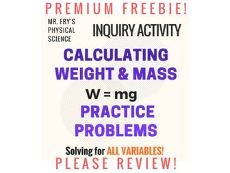 Calculating Weight Mass Using W Mg Teaching Resources