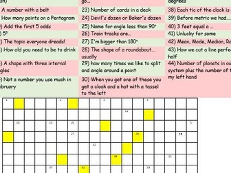 Year 8,9,10,11 Xmas Theme Crossword (Maths)