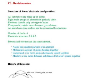 aqa gcse 9-1 chemistry revision pack : Chapter C1