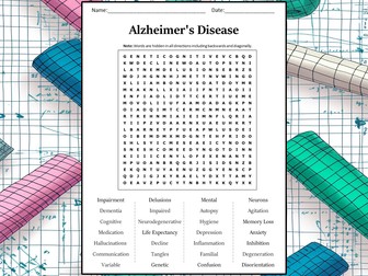 Alzheimer's Disease Word Search Puzzle Worksheet Activity