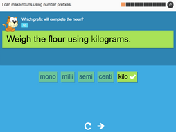 I can make nouns using number prefixes - Interactive Activity - Year 3 Spag