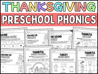 Thanksgiving phonics preschool activities | november phonics morning work