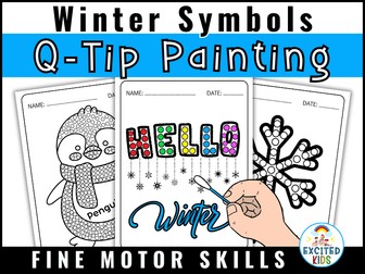 Q Tip Painting Winter | December Dot Art Activity | Fine Motor Skills Coloring