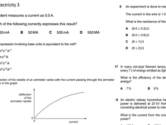 Physics A level Electricity Multiple Choice Questions OCR