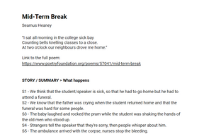 mid term break poem analysis essay