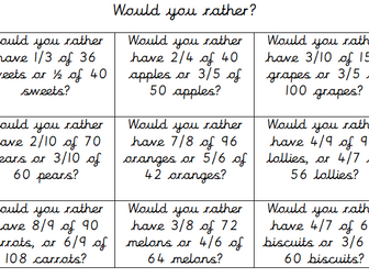 Would you rather? Fractions of Amounts