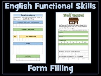 Form Filling - Functional Skills English - Entry Level 2