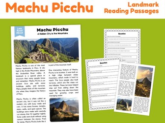 Machu Picchu Reading Comprehension | Landmark Reading Passages