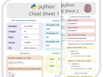 Python Cheat Sheet Learning Mat (Ages 11–16)