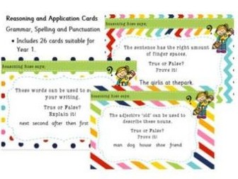 Grammar, Punctuation, Spelling (GPS) Reasoning Cards Year 1