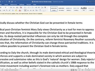 Critically discuss whether the Christian God can be presented in female terms