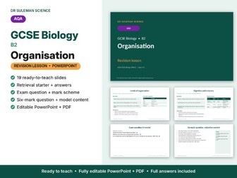 AQA GCSE Biology B2 Organisation Revision Lesson PowerPoint