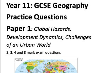 Edexcel B Geography GCSE Paper 1 Practise Exam Questions Booklet