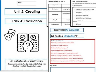 Eduqas Performing Arts Unit 2 Task 3 & 4 Performance and Evaluation Pack