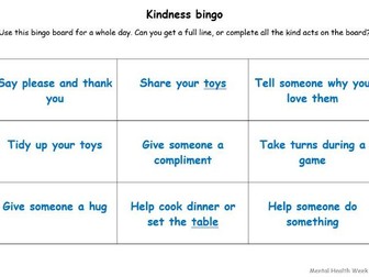 Kindness bingo