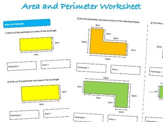 Area, Perimeter and Volume Worksheet - Area and Perimeter