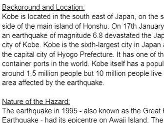 Kobe, Japan - Local Scale Case Study AQA A Level Geography Hazards