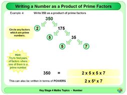 Prime Factors: Writing a number as a product of KS4