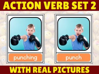 50 Action Verbs with Real Pictures Cards for Speech Therapy Set 2