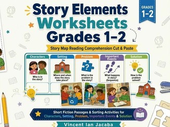Story Elements Worksheets Grades 1–2 | Story Map Cut & Paste