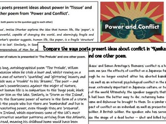 Model essays for 'Power and conflict' poetry