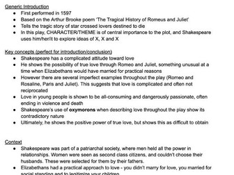 Romeo & Juliet themes notes and quotes