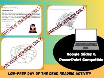 Día de los Muertos Reading ESL Day of the Dead Activity Culture Google slides