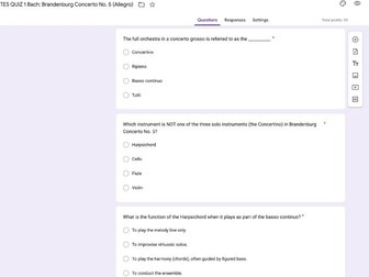 Google Form Quiz Edexcel GCSE - Bach: Brandenburg Concerto No. 5 (Allegro)