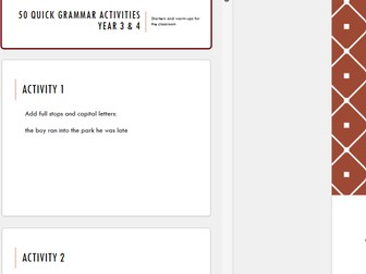 50 grammar starter activities! LKS2 year 3/4
