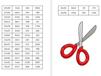 Maths Multiplication Problems - Cut and stick