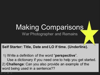 War Poetry Making Comparisons Lesson: War Photographer and Remains