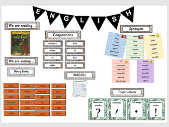 KS1 year 2 English Working Wall Display pack ~ NATURAL THEME~ titles, posters, writing, reading,