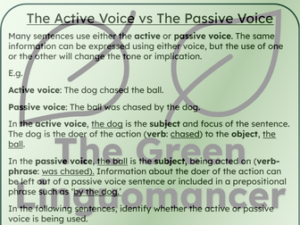 The Active and Passive Voice Worksheets