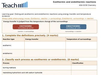 AQA GCSE Chemistry Energy Changes Worksheets & Answers