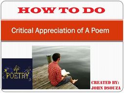 how to write a critical appreciation of a poem
