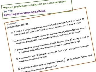 Core operations problem solving (set of worksheets)