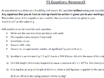 P5 Equations Practice