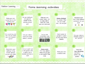 Home Learning Activities- Outdoor Learning