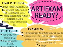 Art exam preparation poster / handout for A level or GCSE