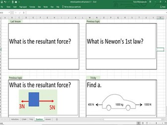 Retrieval practice spreadsheet that supports pictures