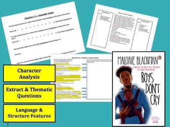 GCSE 9-1 Boys Don't Cry - Malorie Blackman - Chapters 16-25 Worksheets