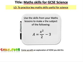 Year 9 Maths Skills for GCSE Science