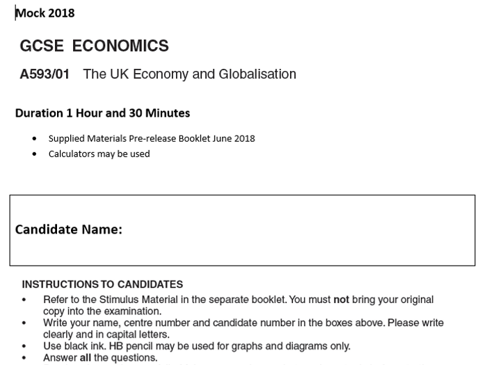 Help with economics papers ocr