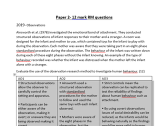 Edexcel GCSE Psychology 9-1 all essay qus with Mark schemes