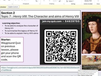 Henry VIII Character & Aims & Henry VII Essay plan