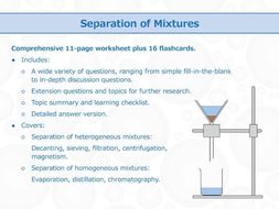 Separation of Mixtures [Worksheet and Flashcards] | Teaching Resources