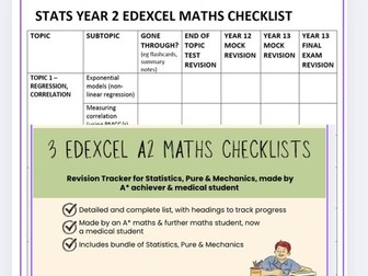 Edexcel A-Level Yr2 3-Checklists Bundle