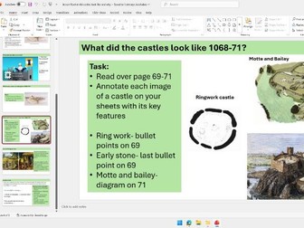 OCR B GCSE norman conquest lesson 16-what did castles look like and why 1068-71