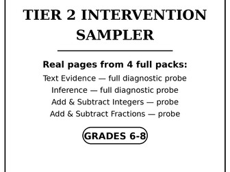 Tier 2 Intervention Sampler: Free Sample Pack, Grades 6-8 | RTI MTSS